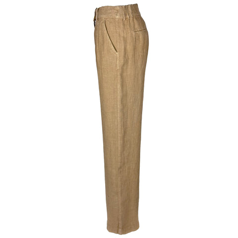Bloomers Broek Mara Donkerbeige, kleding voor lange vrouwen, zijaanzicht