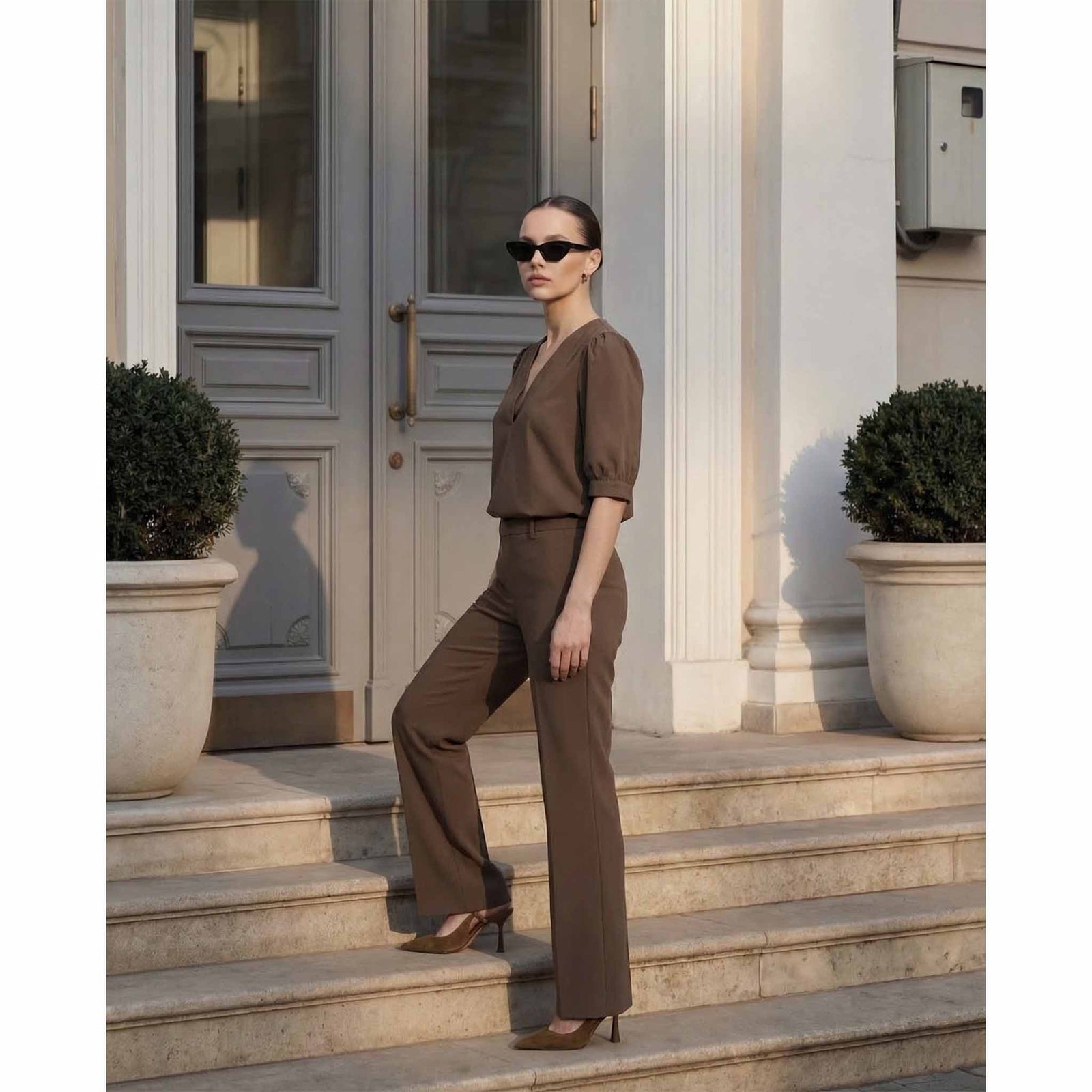 Only-M Broek Sporty Wijd Choco | Tall