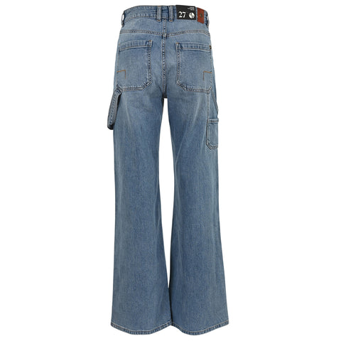 DNM Pure Cooper Worker Dirty Blue Marble, tall kleding voor lange dames, achteraanzicht