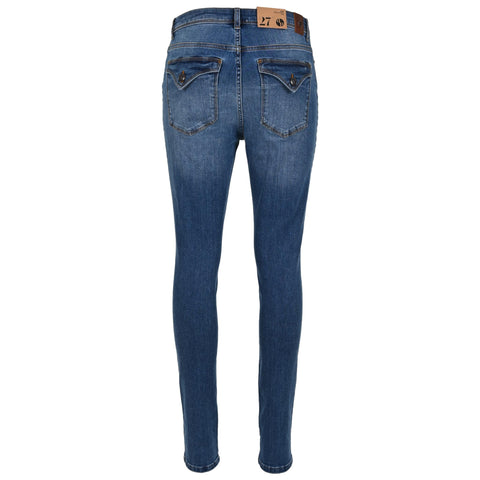 DNM Pure San Flap Midblue, tall kleding voor lange dames, achteraanzicht