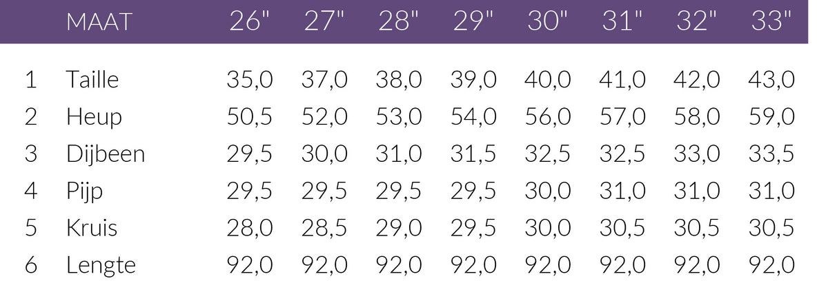 Maattabel DNM Pure Cooper Worker Dirty Blue Marble | Tall