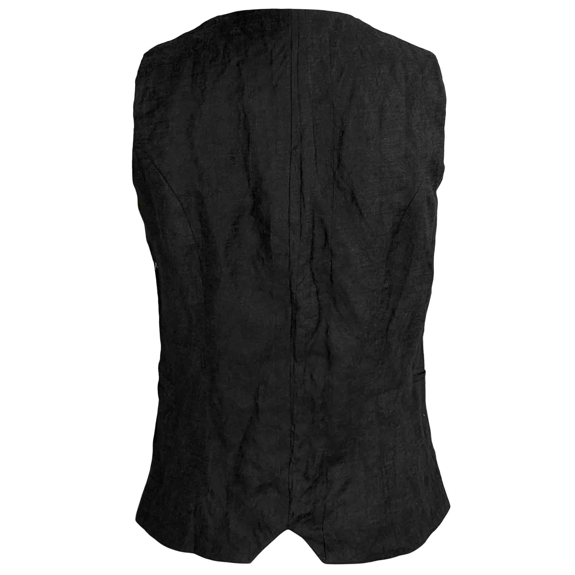 Gilet lange vrouwen Longlady Gilet Gina in zwarte glans stof - achterzijde - tall model