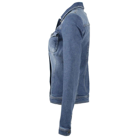 Only-M Jeansjack, lange dames jeans, zijaanzicht