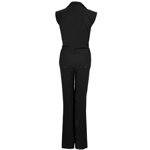 Longlady Jumpsuit Syla Zwart, tall kleding voor lange dames, achteraanzicht