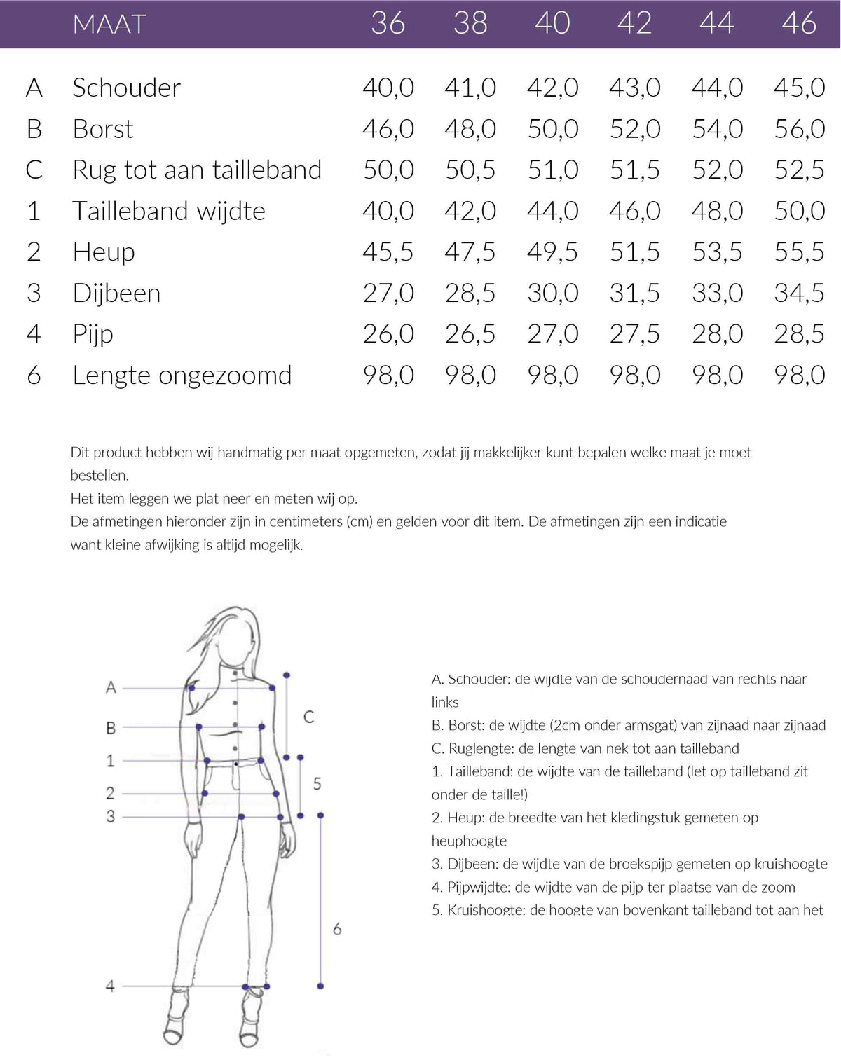 Maattabel Longlady Jumpsuit Syla Kit | Tall