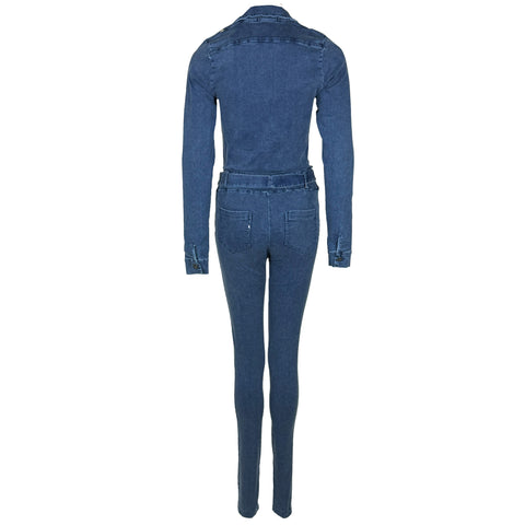 Zip73 Jumpsuit Denim Skinny, tall kleding voor lange dames, achteraanzicht