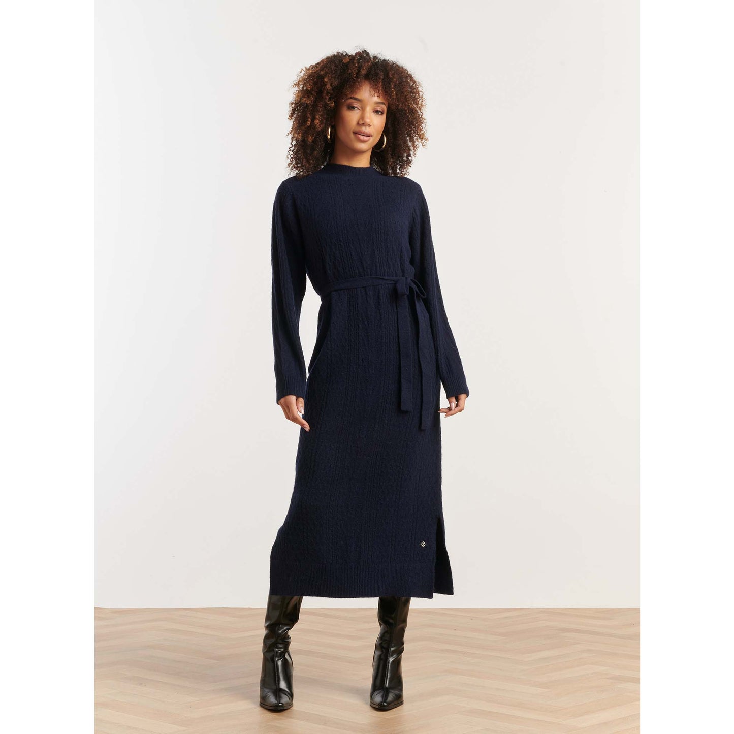 Smashed Lemon Jurk Gebreid Navy | Tall