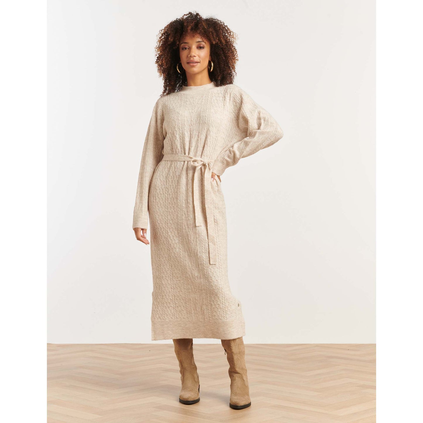 Smashed Lemon Jurk Gebreid Zand | Tall