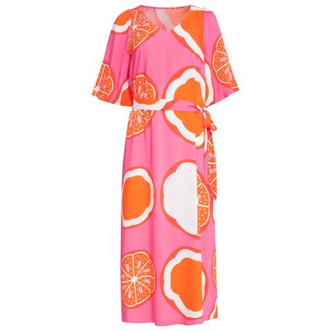 Smashed Lemon Jurk Print Pink, tall kleding voor lange vrouwen