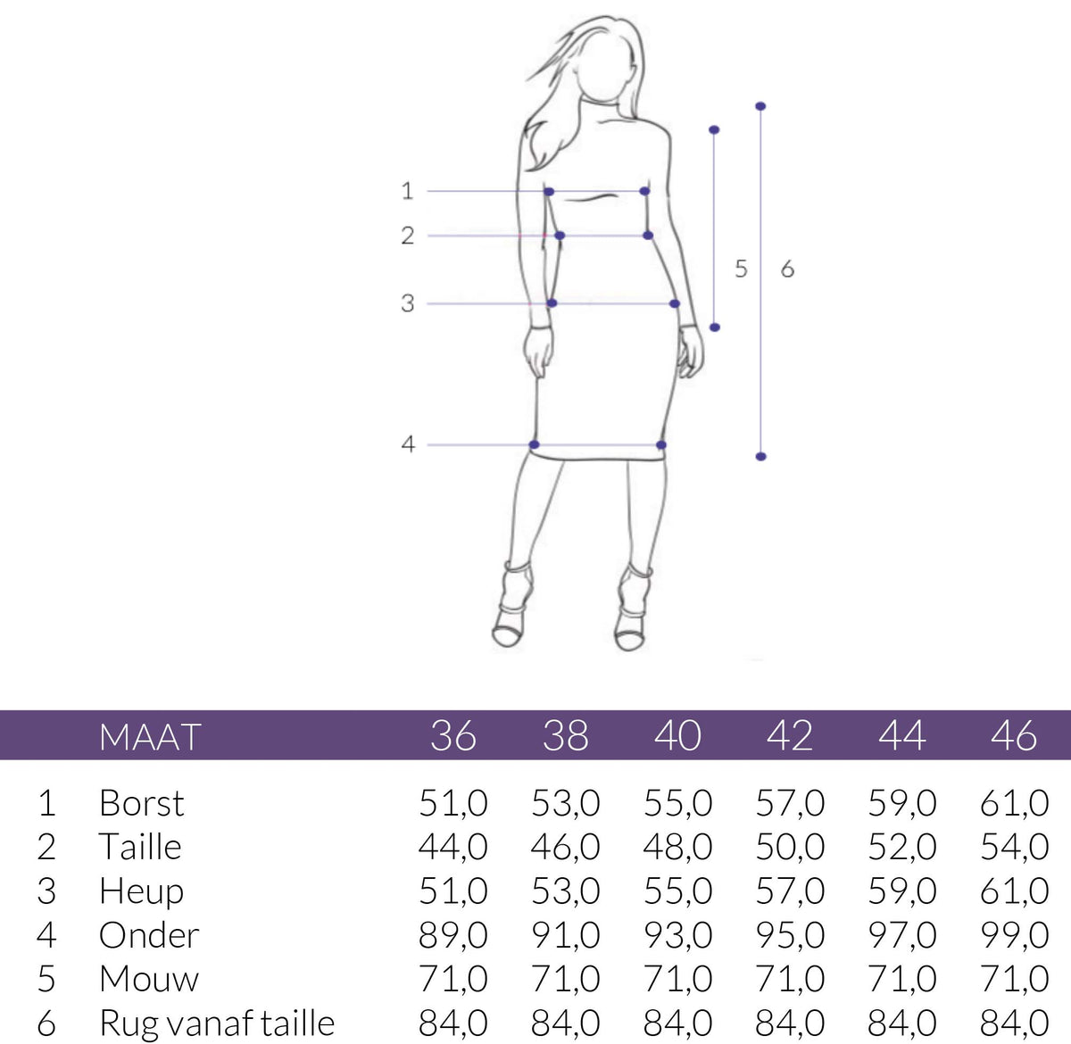 Maattabel Longlady Jurk Jolynne | Tall