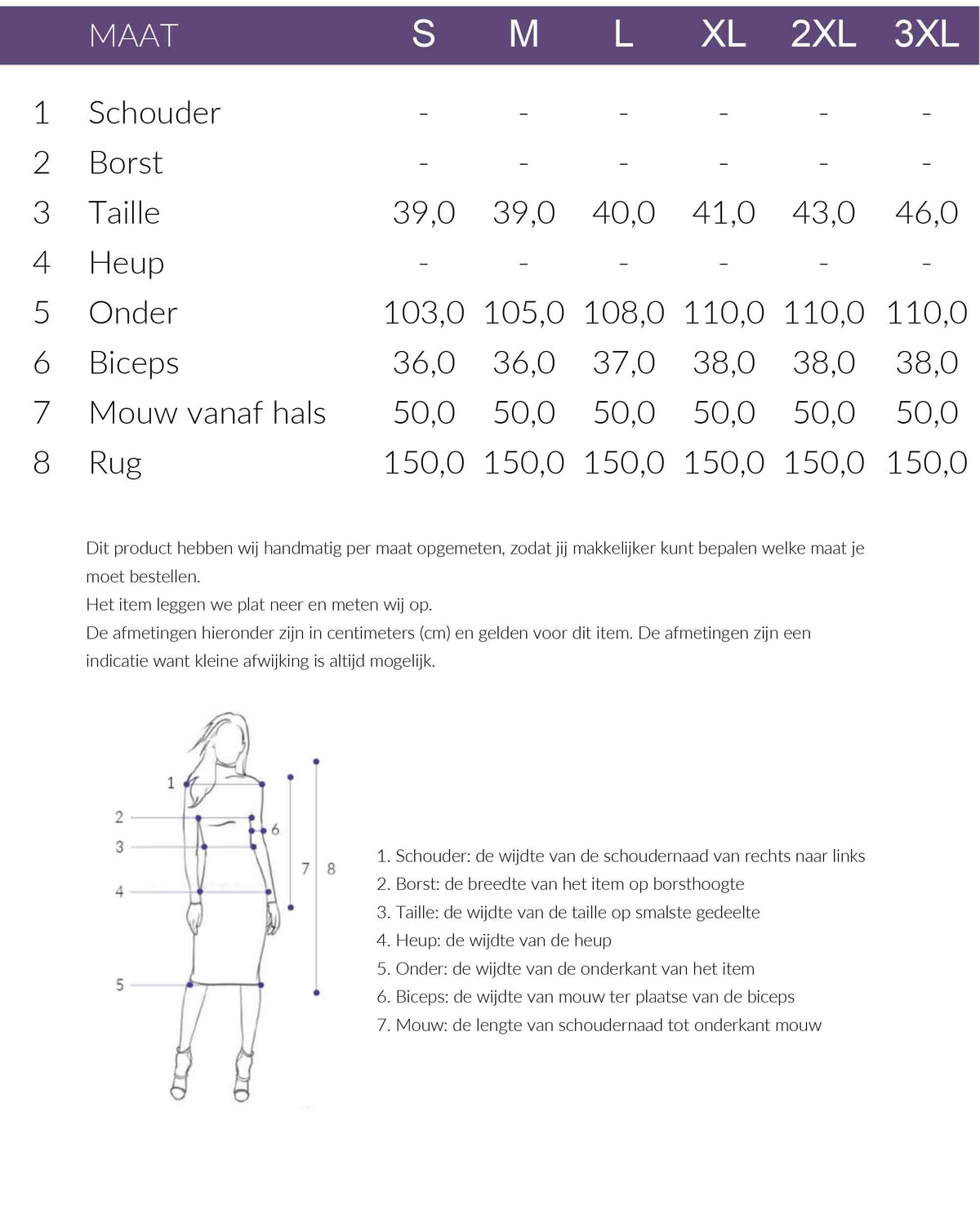 Maattabel Maicazz Jurk Teyera Flex Geo | Tall