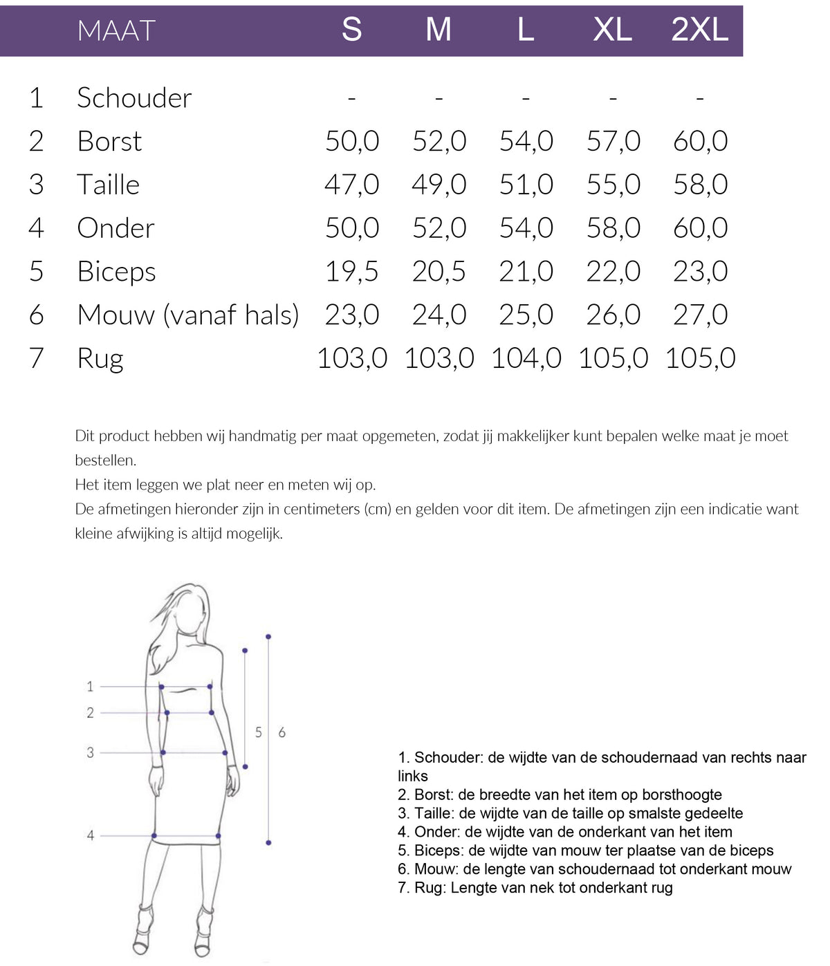 Maattabel NED Jurk Mary Marine | Tall