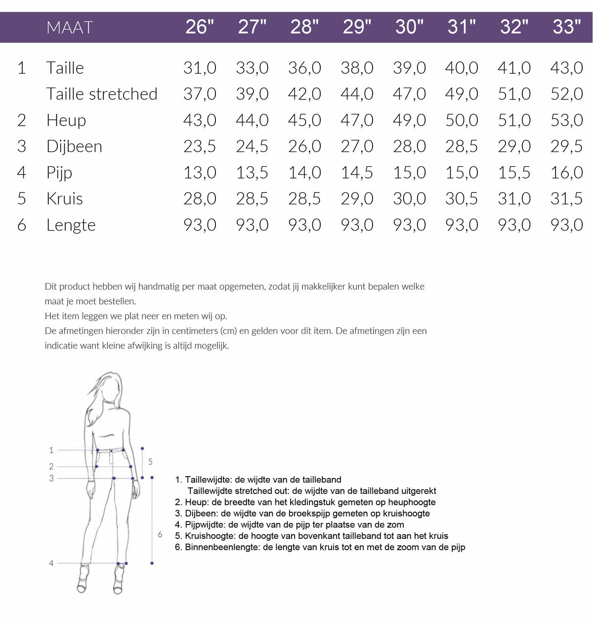 Maattabel LTB Jeans Jonna Lilias | Tall