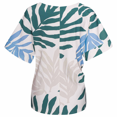 Kimara Shirt Kelsey Green Leaves, tall kleding voor lange dames, achteraanzicht