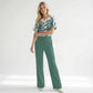 Kimara Shirt Kelsey Green Leaves, tall kleding voor lange vrouwen, gedragen door model