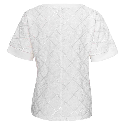 Kimara Shirt Pien Silver White, tall kleding voor lange dames, achteraanzicht