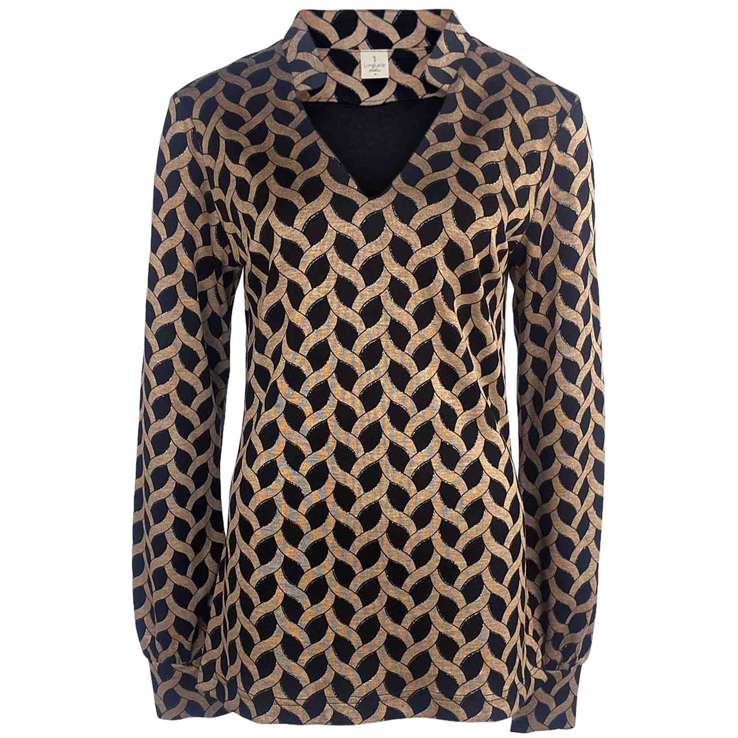 Longlady Shirt Demi Beige Zwart | Tall