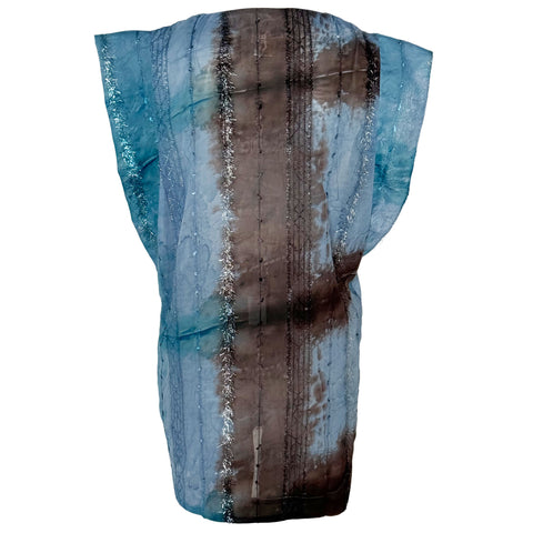 Longlady Shirt Odit Lurex Blauw, tall kleding voor lange dames, achteraanzicht