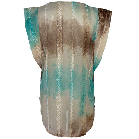 Longlady Shirt Odit Lurex Aqua, tall kleding voor lange dames, achteraanzicht