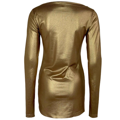 Longlady Shirt Theodora Goud, tall kleding voor lange dames, achteraanzicht