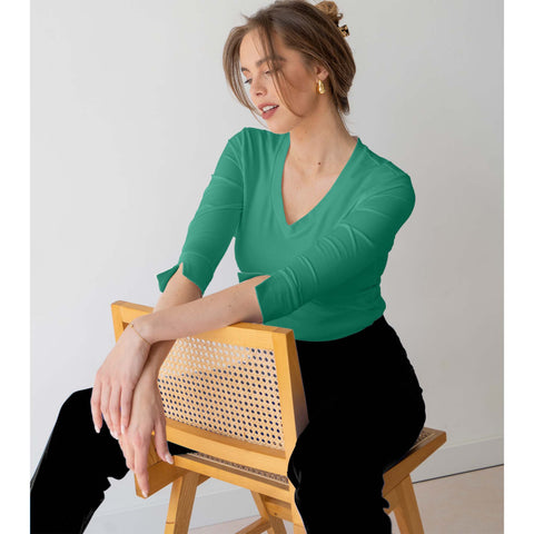 Longlady Shirt Tinka, tall kleding voor lange vrouwen, gedragen door model