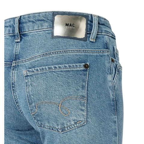 Mac Jeans Detroit Flared 90's Cool Wash, jeans in tall met lange benen, achteraanzicht