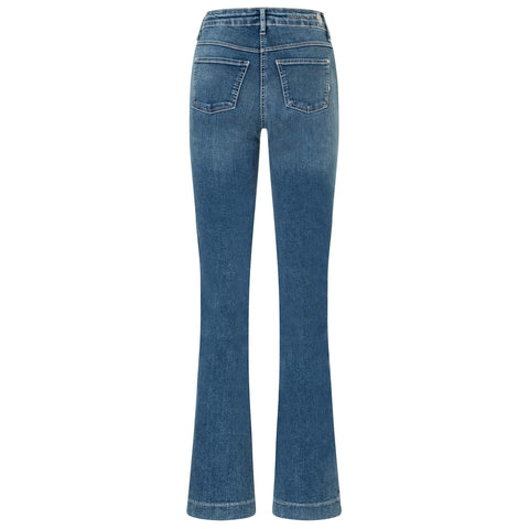 Mac Jeans Dream Boot Auth Mid Blue, jeans in tall met lange benen, achteraanzicht