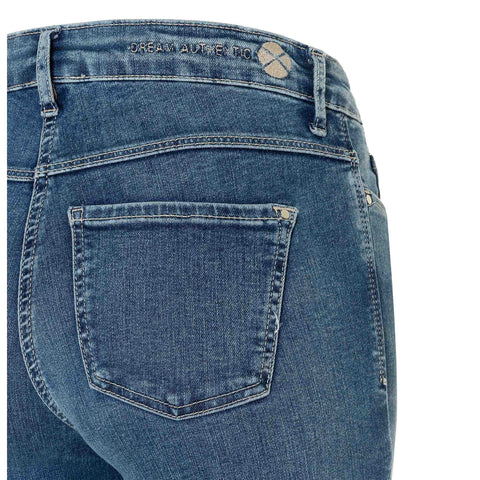 Mac Jeans Dream Boot Auth Mid Blue, jeans in tall met lange benen, achteraanzicht