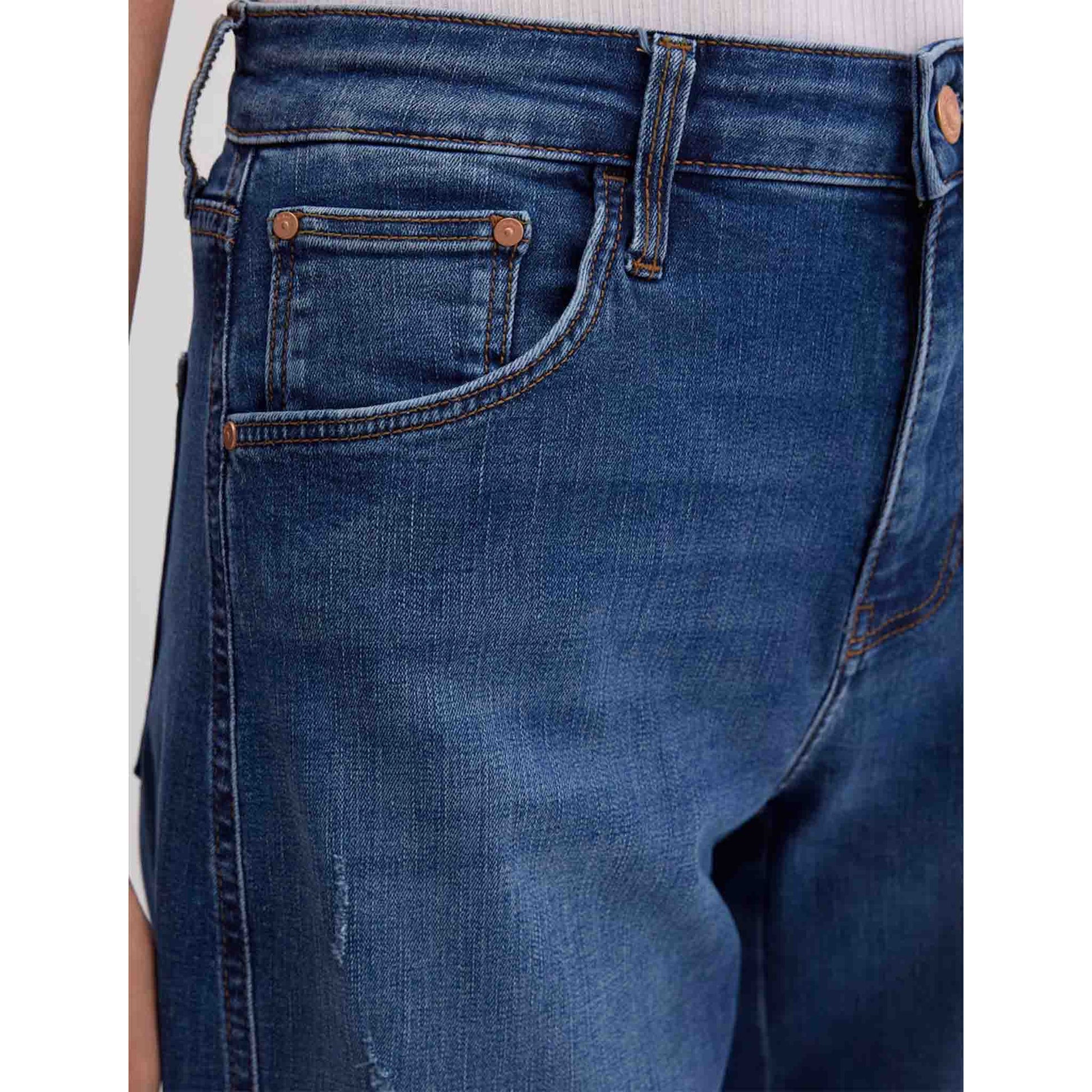 Tall Mavi Jeans Leila W/CUT Dark Str lange benen detail voor