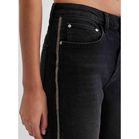 Mavi Jeans Malibu Dark Smoke Band, lange dames jeans, zijaanzicht