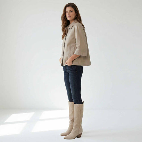 Transmission Lederen Poncho Beige, tall kleding voor lange vrouwen