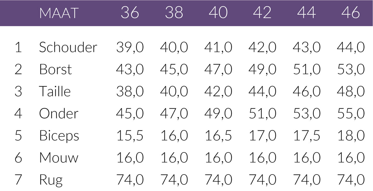 Maattabel Longlady Shirt Tatum Wit | Tall