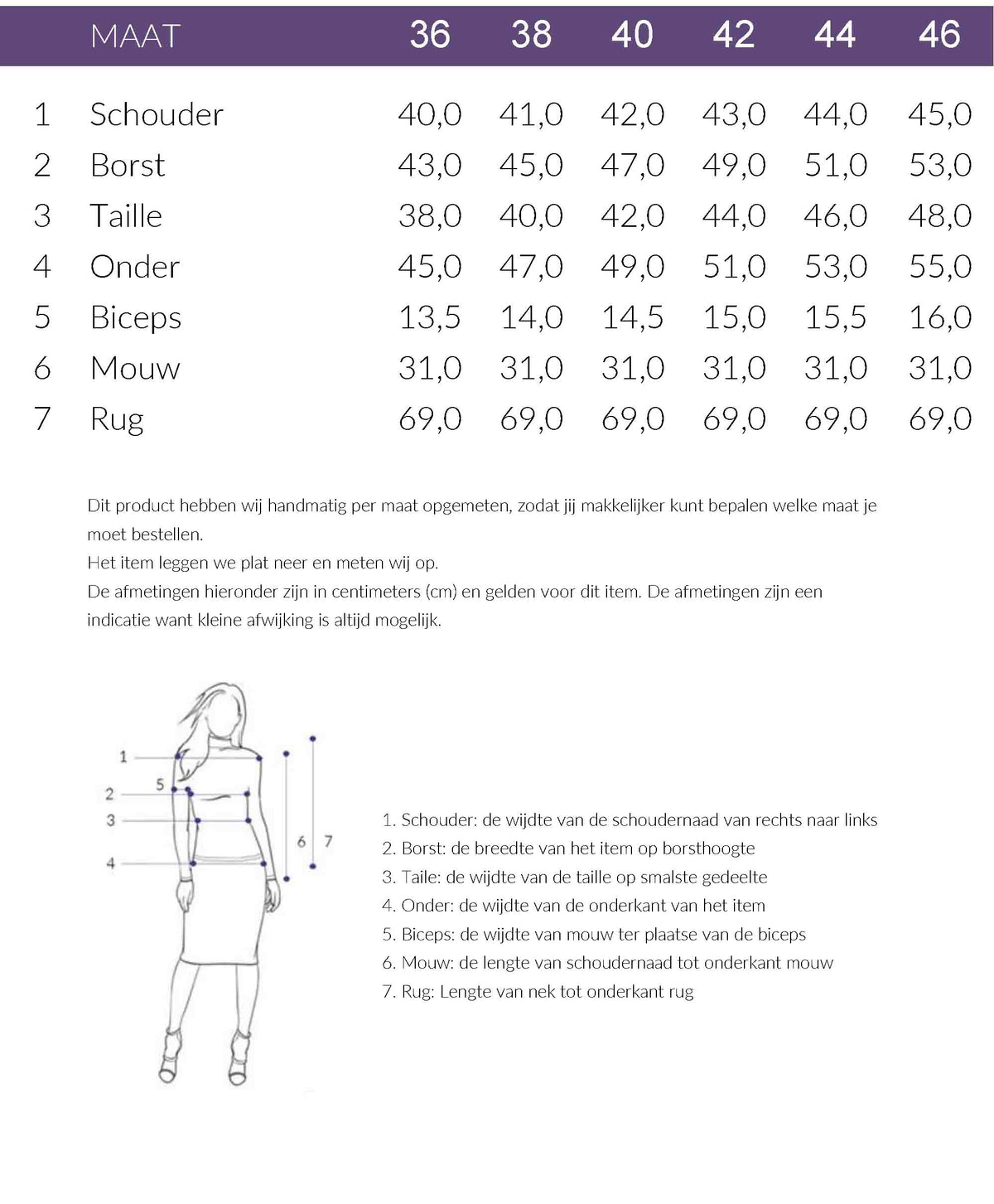 Maattabel Longlady Shirt Tessie Jeansblauw | Tall