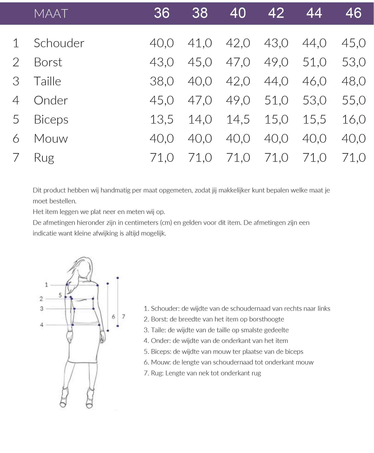 Maattabel Longlady Shirt Tessy Aquablauw | Tall