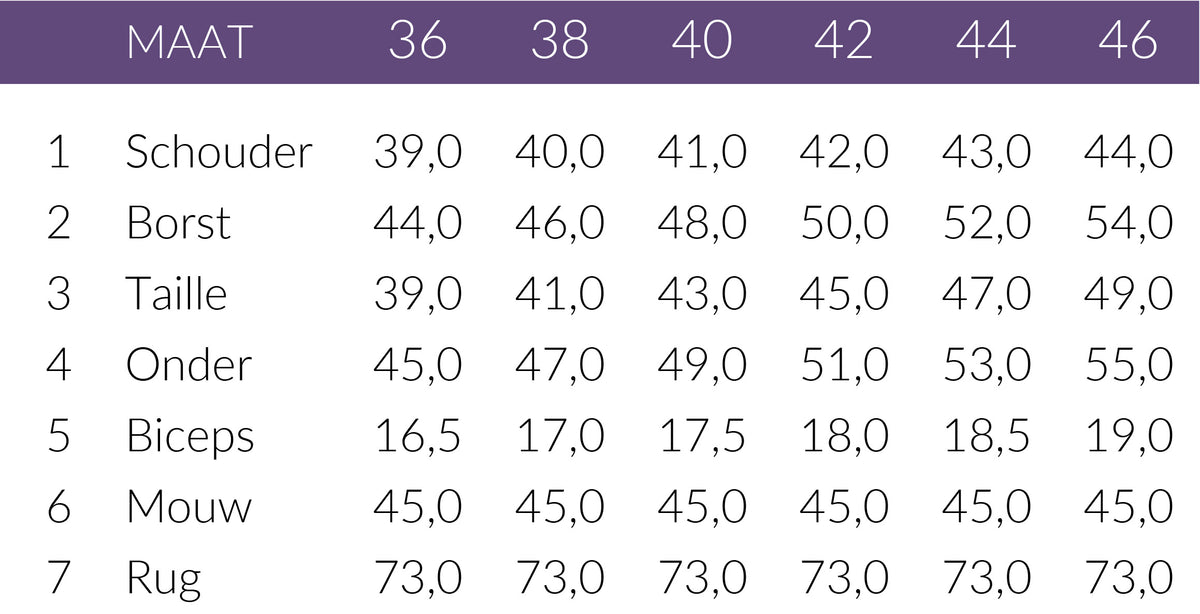 Maattabel Longlady Shirt Tinka | Tall