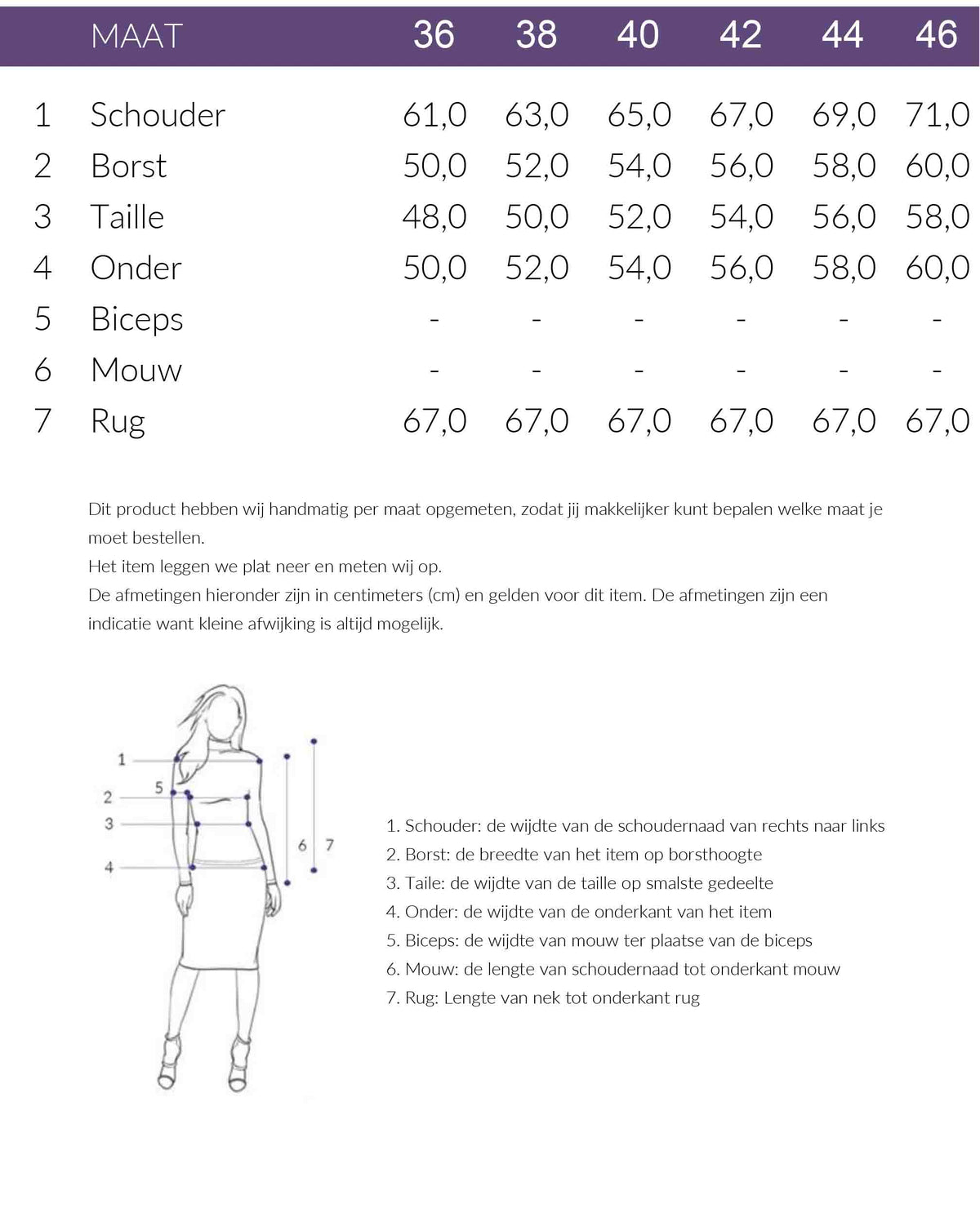 Maattabel Longlady Shirt Toby Donkerblauw | Tall