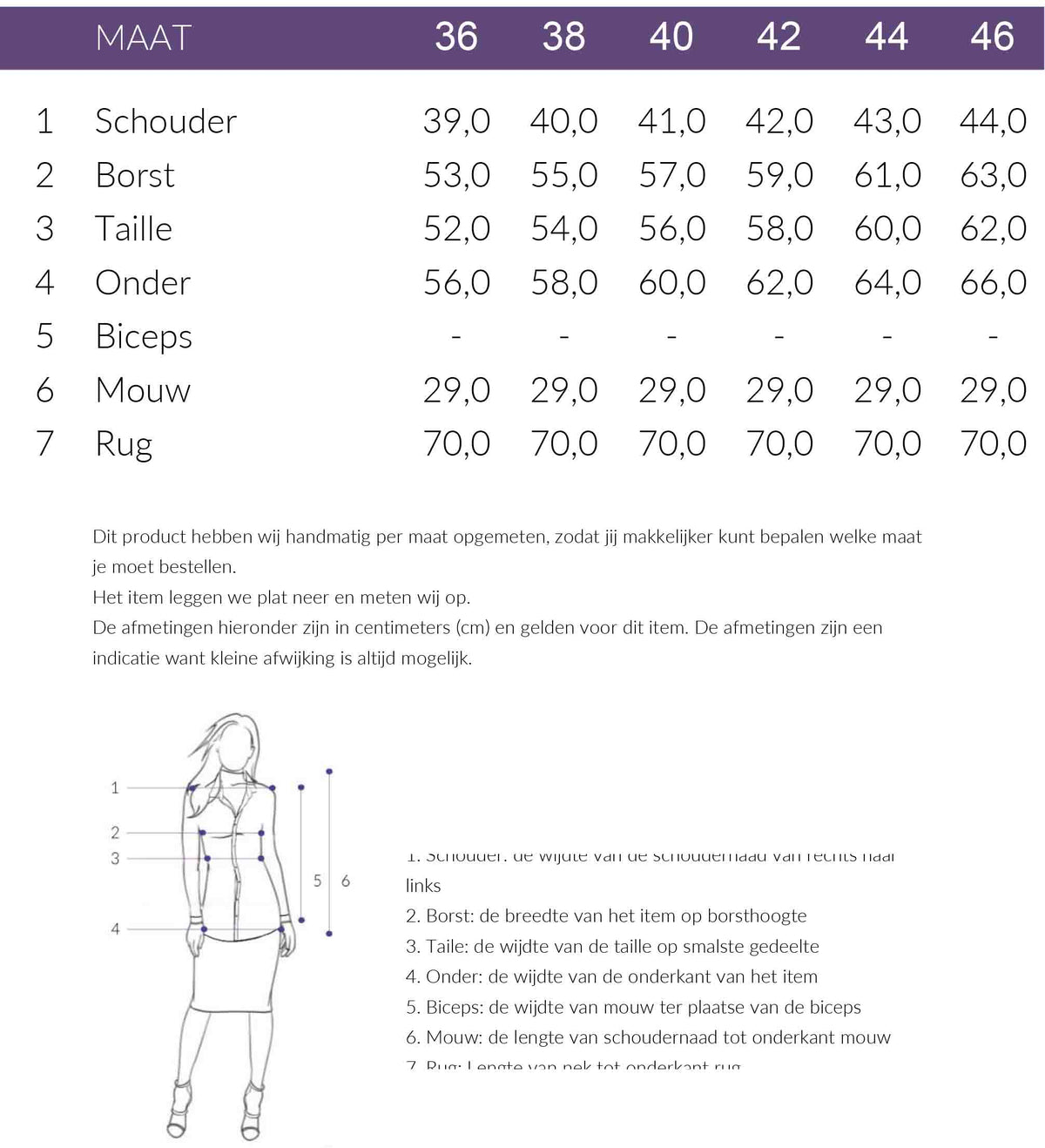 Maattabel Longlady Blouse Tynka Taupe | Tall