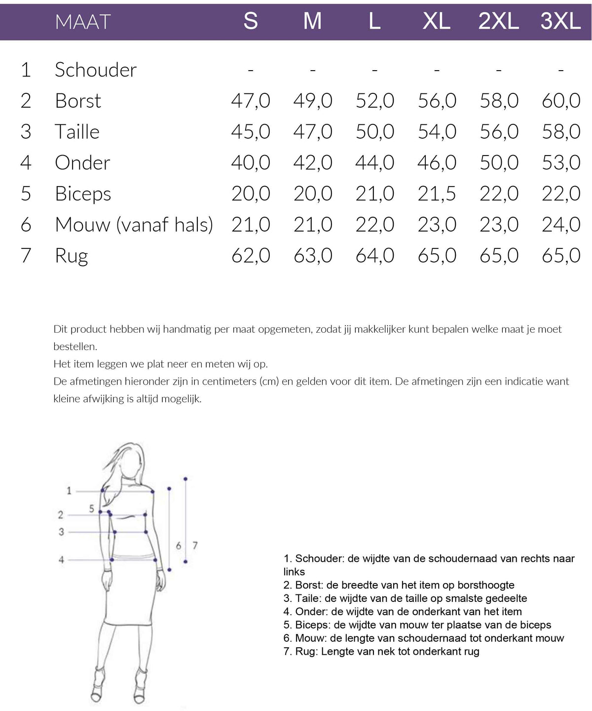 Maattabel NED Shirt Brisia | Tall