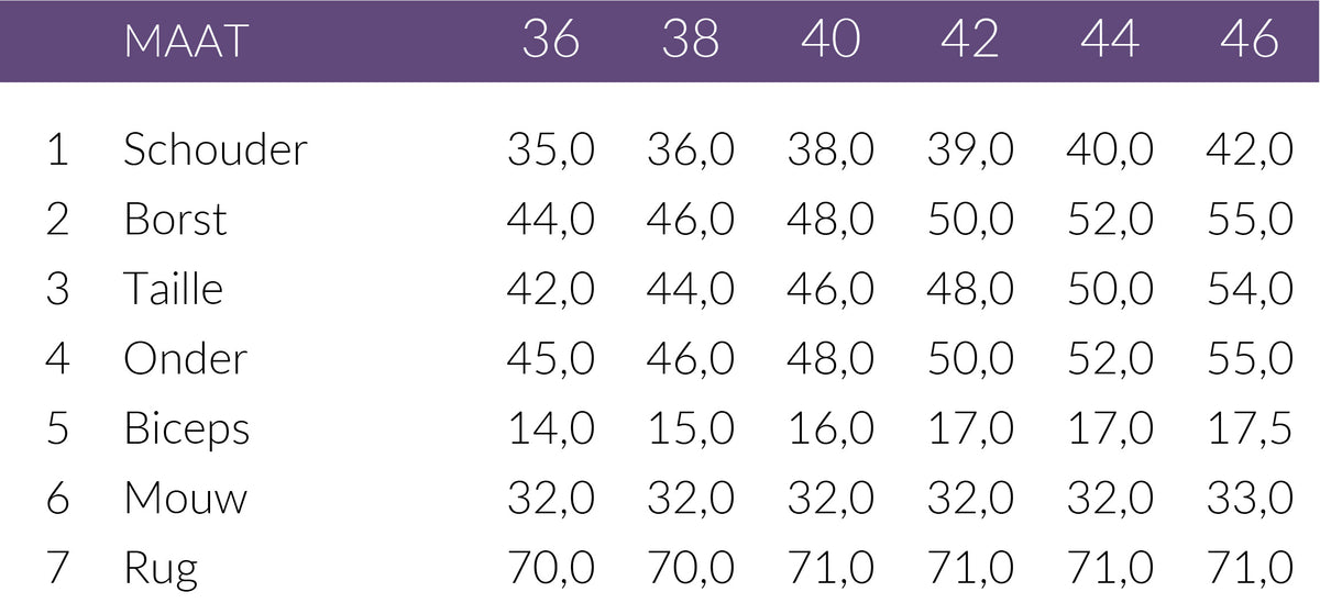 Maattabel XOX Shirt Vhals | Tall