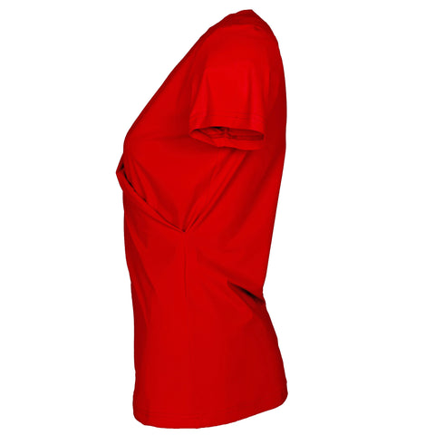 Only-M Top Overslag Rood, kleding voor lange vrouwen, zijaanzicht