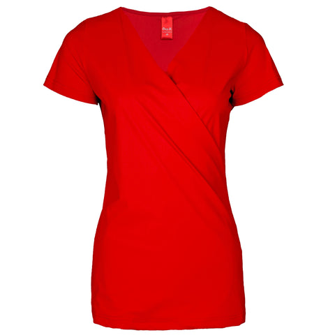 Only-M Top Overslag Rood, tall kleding voor lange vrouwen