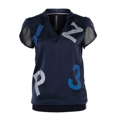 Zip73 Blouse Donkerblauw Gaas, tall kleding voor lange vrouwen