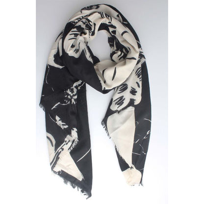 Sjaal Zwart Creme Flower | Tall