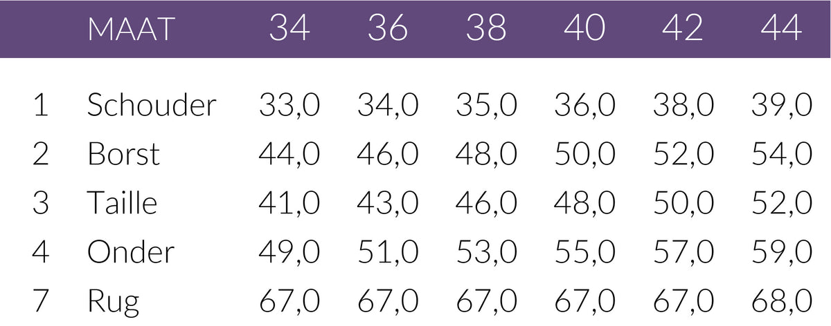 Maattabel Kimara Top Mery Donkerblauw | Tall