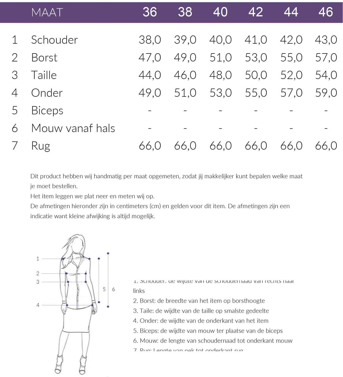 Maattabel Longlady Shirt Tatjana Broche Petrol | Tall