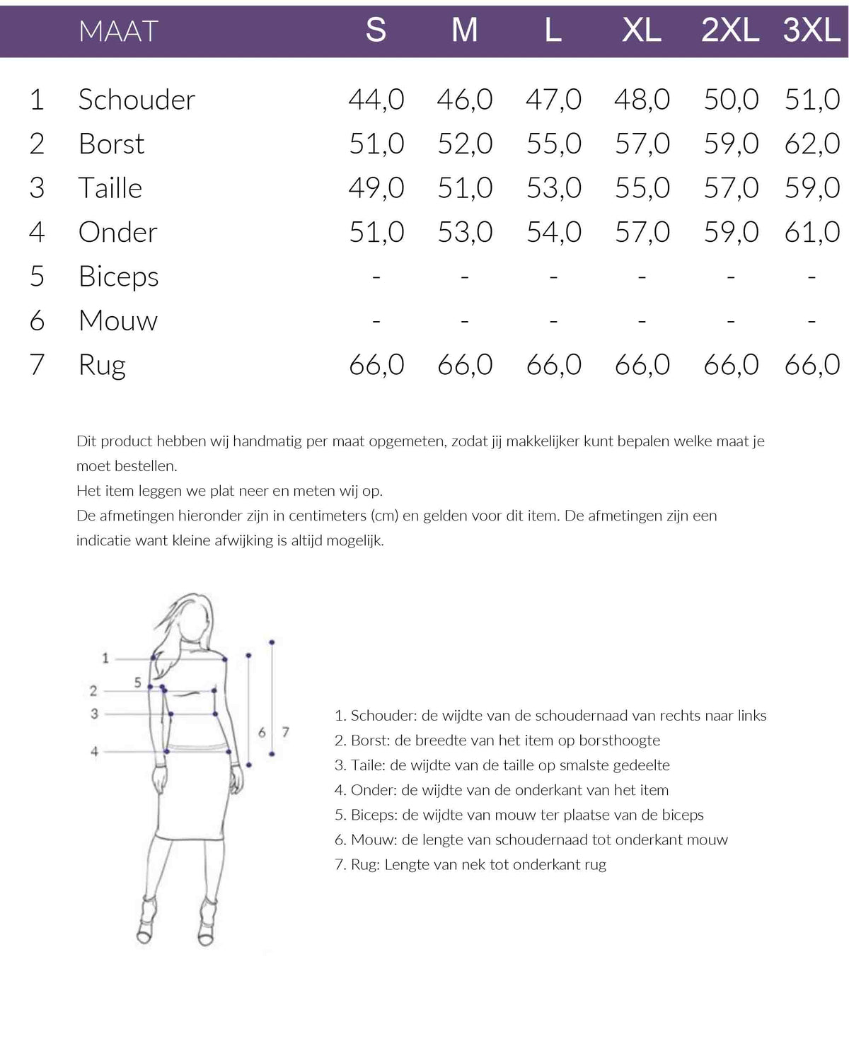 Maattabel Maicazz Top Solo | Tall