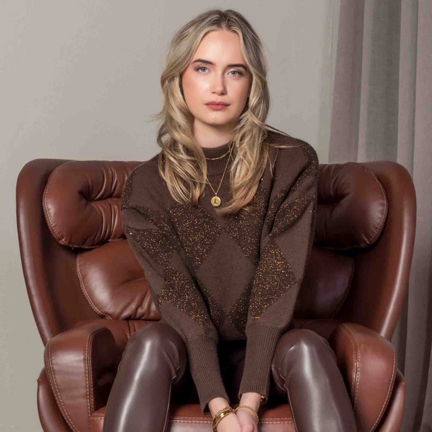 ICNK Trui Sigrid Bruin | Tall