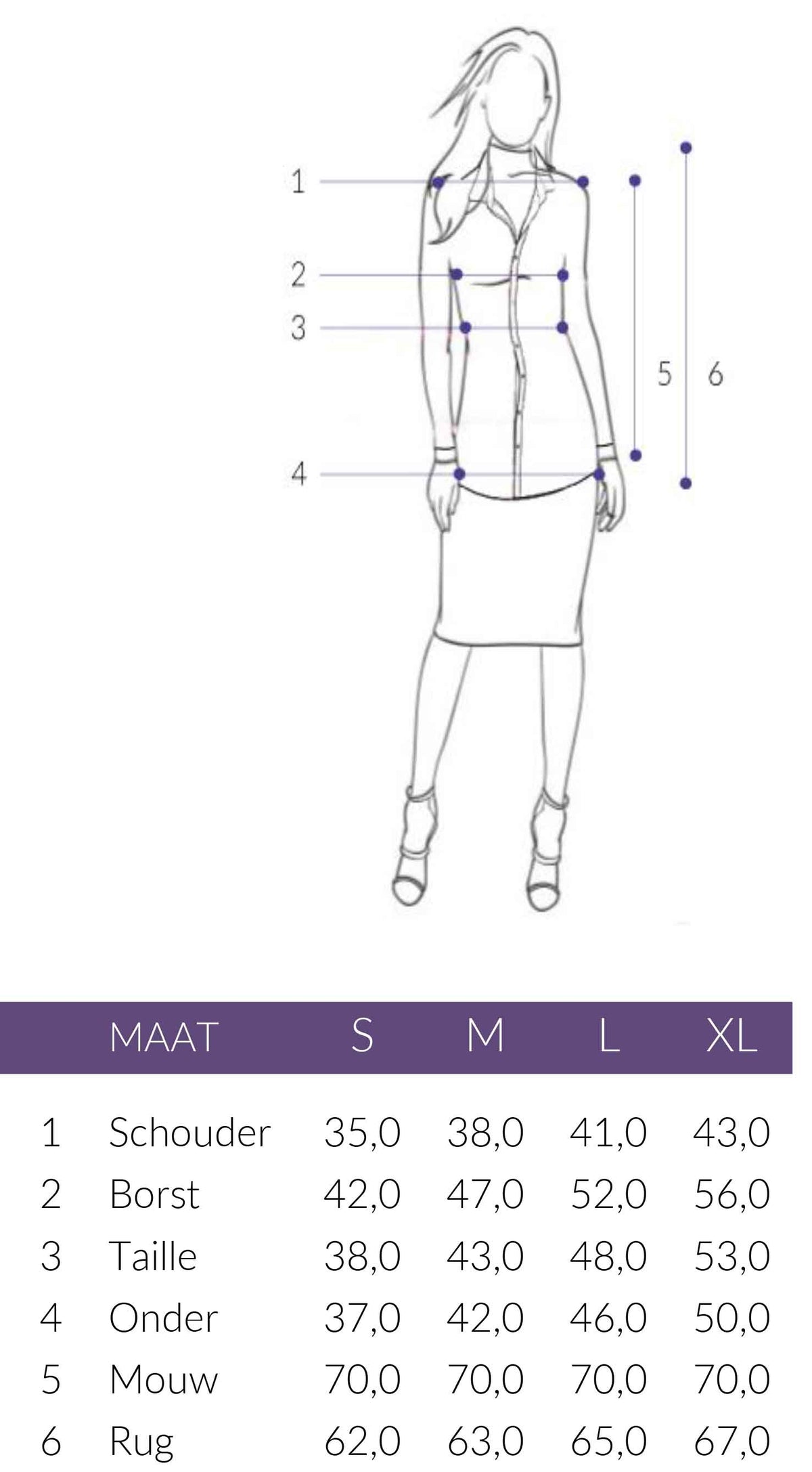 Maattabel Casamia Truitje Col Offwhite  | Tall