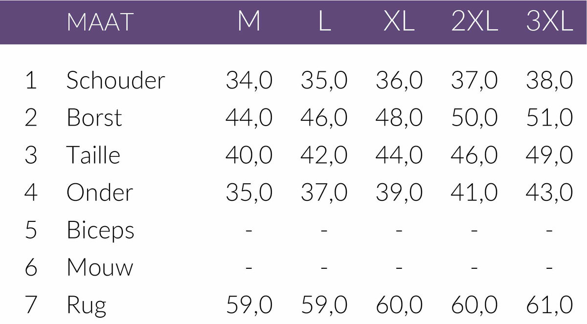 Maattabel Maicazz Truitje Sotrene Zwart | Tall