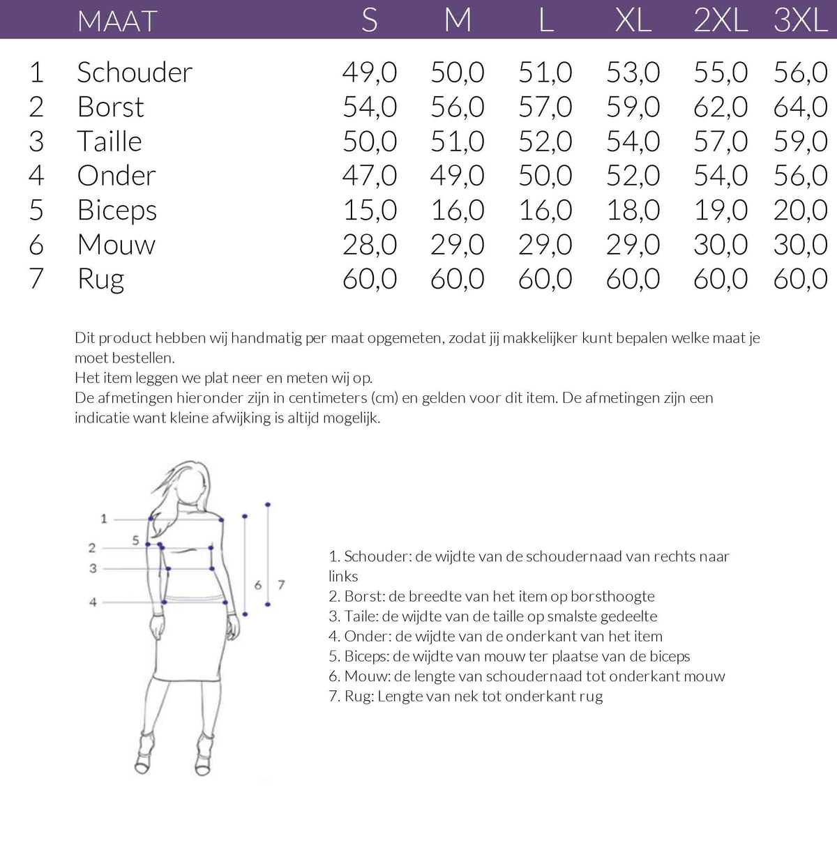 Maattabel NED Truitje Litani Donkerblauw | Tall